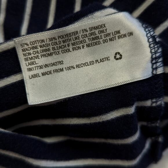 Isabel Maternity T-Shirt Dress Women's Size Small Navy Stripe Midi - Picture 5 of 7